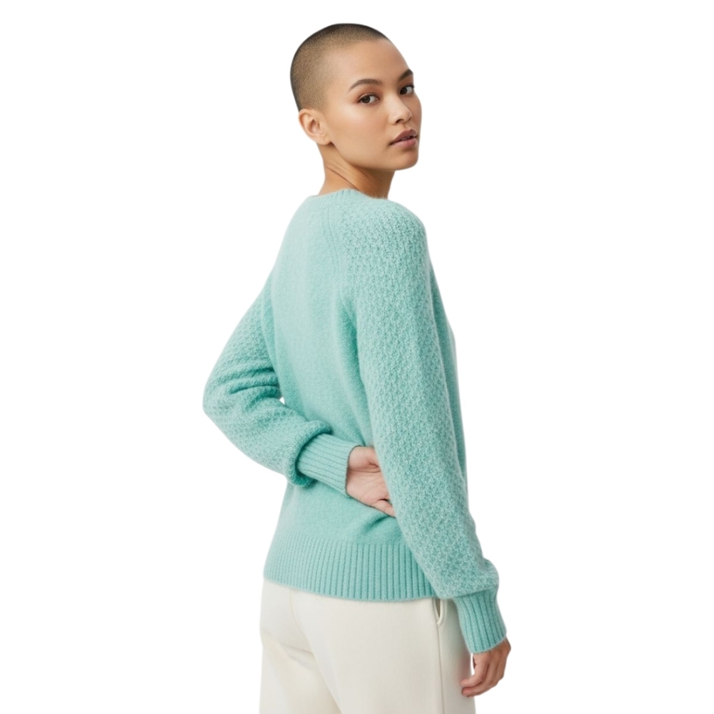 J.Crew Wintergreen Honeycomb Wool Alpaca Blend Balloon-sleeve Sweater Size XS - Picture 9 of 11